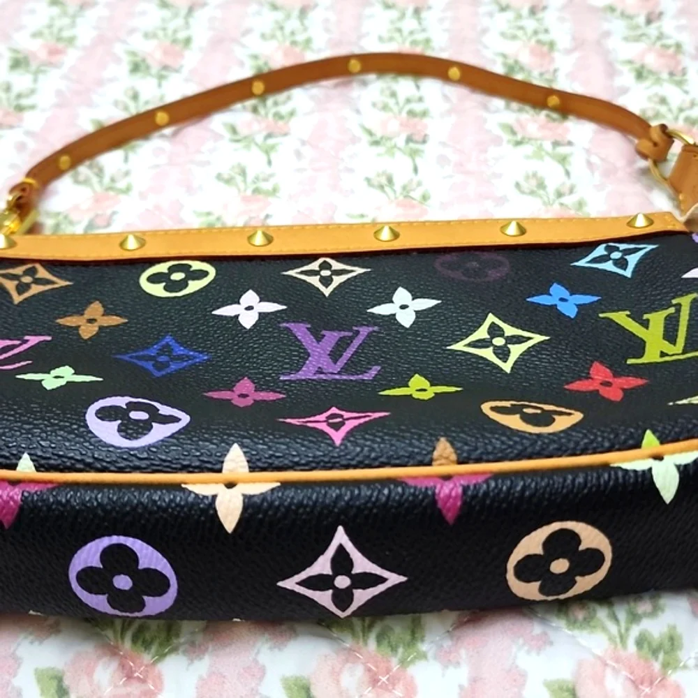 💎 Louis Vuitton Black Takashi Murakami Multicolor Monogram Pochette Bag - Picture 7 of 17